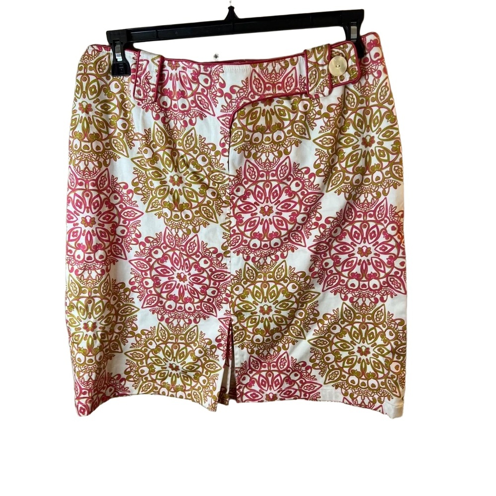 Etcetera Womens Patterned Knee Length Button Skir… - image 1